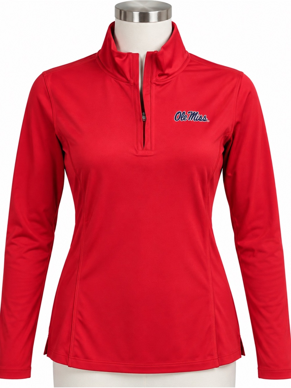 Ole Miss Women’s Large Red 1/4 Zip Pullover Performance Long Sleeve NCAA